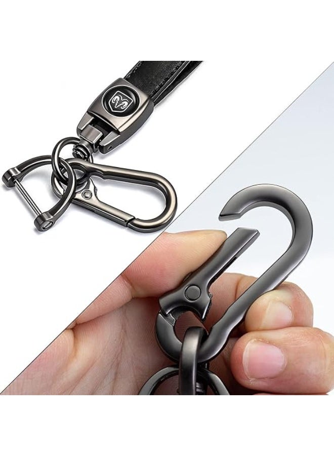 Genuine Leather Car Keychain compatible with Dodge Challenger Dakota Charger Ram 1502 Durango Caravan Key Chain Keyring Family Present for Man and Woman, Dq Key Chain Jd, 1 - Image 3